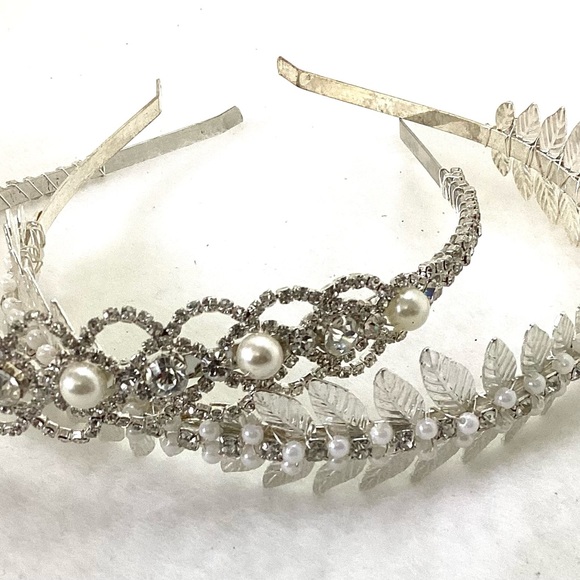Silver Rhinestones Pearl Headbands Wedding Bride - Picture 5 of 5